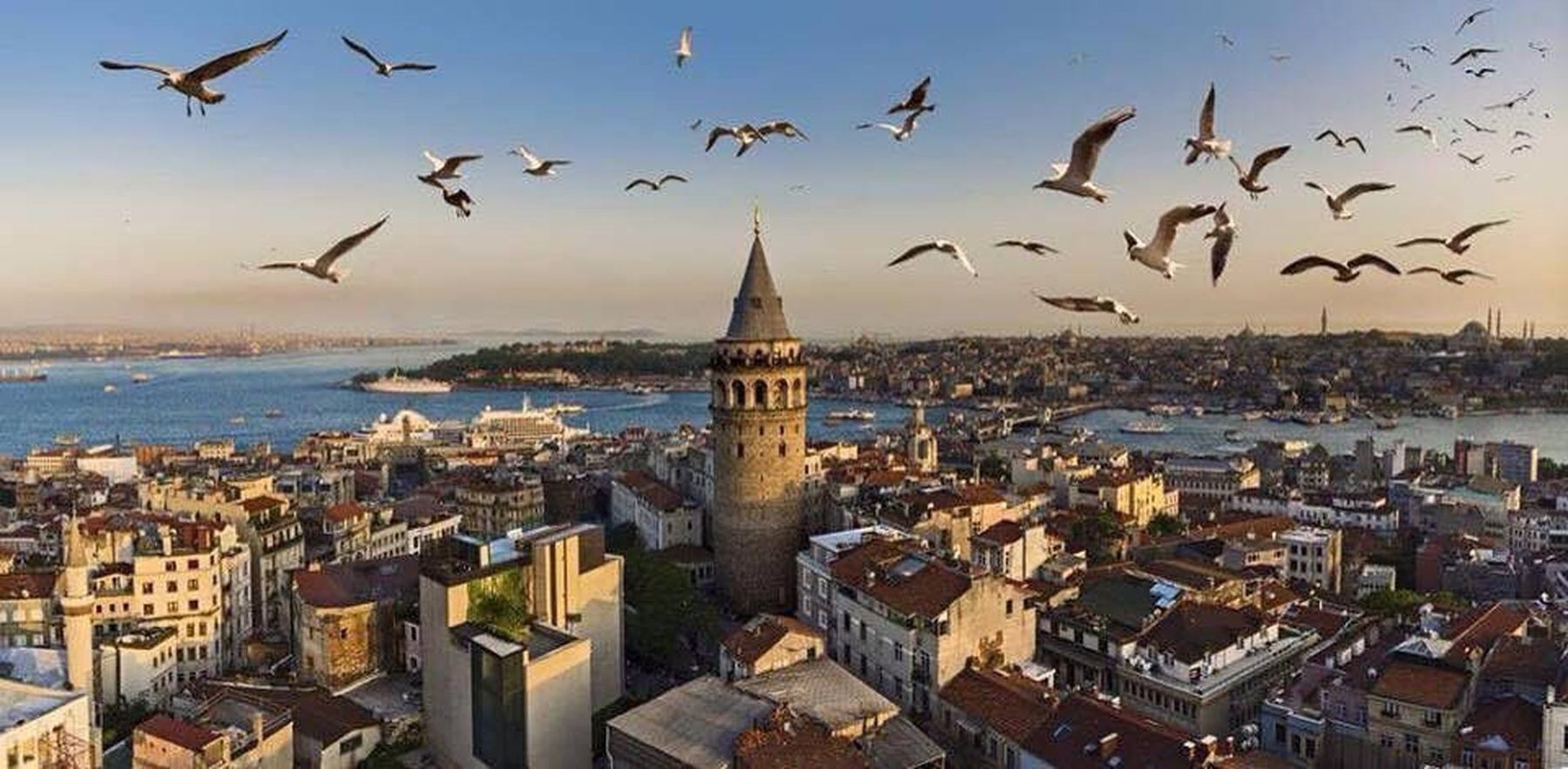 Istanbul skyline with the Galata Tower and the Bosphorus